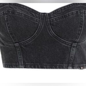 Black Denim Crop Top